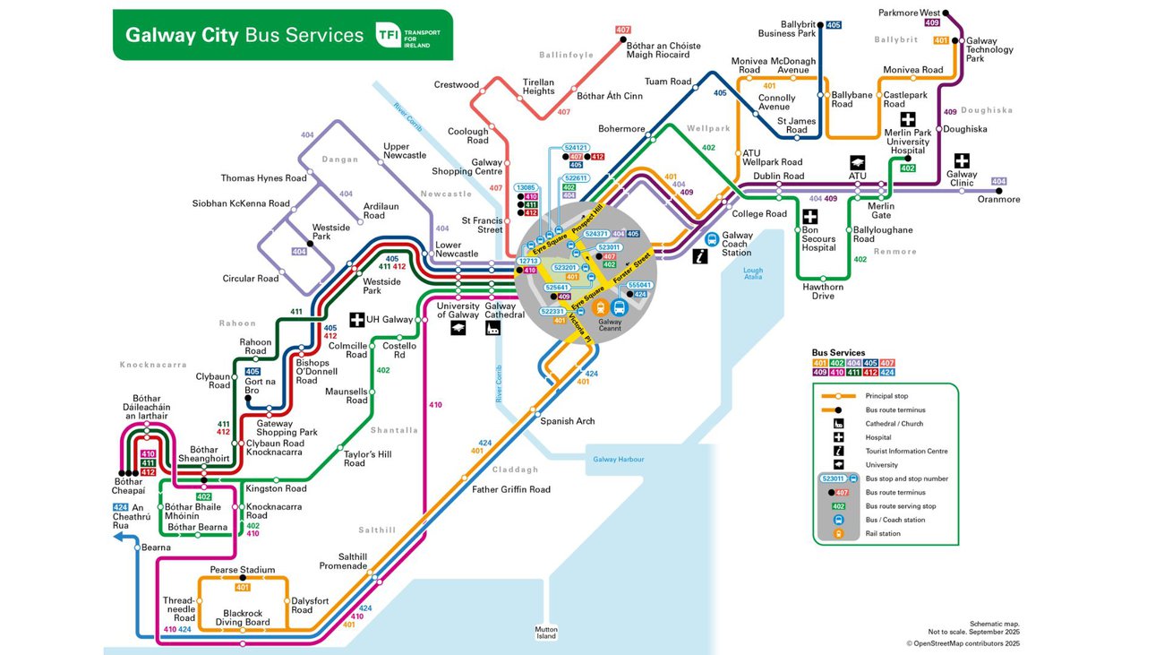 Galway City Bus Eireann Route Map