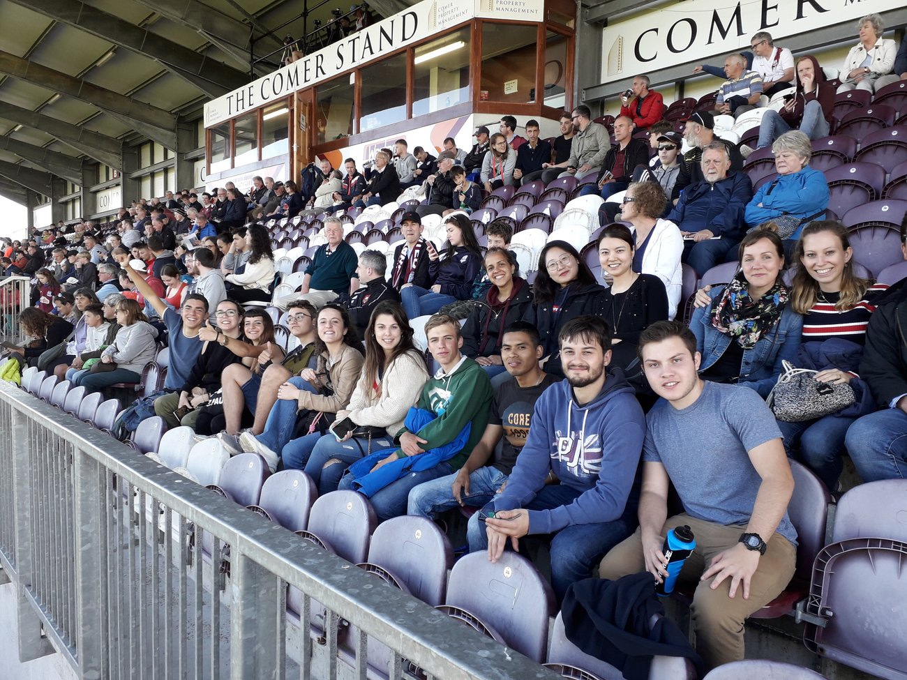 Alessandra with friends from GCI at a Galway United football game