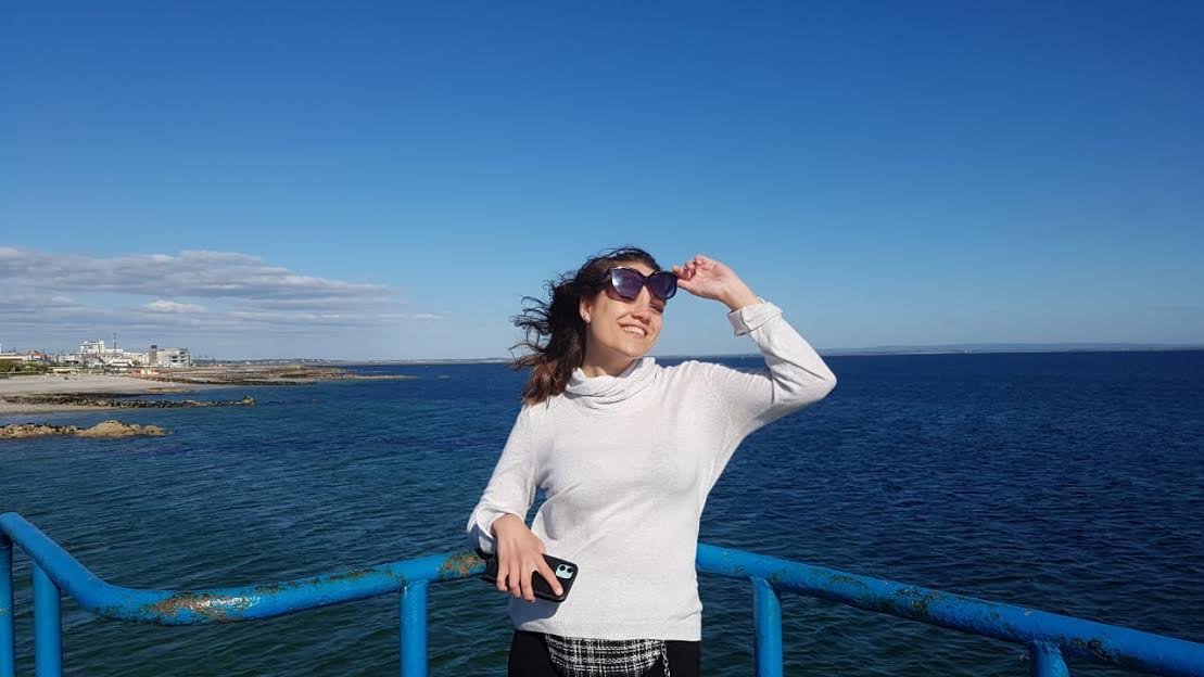 Nadia enjoying the sun at Blackrock Diving Tower