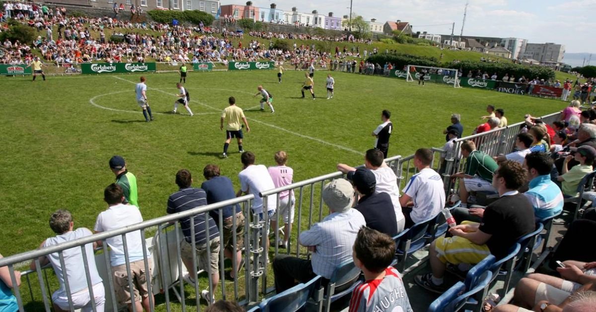 Crowds watching Salthill Fives football tournament in Galway. Source: https://thisisgalway.ie/event/salthill-fives-2025/